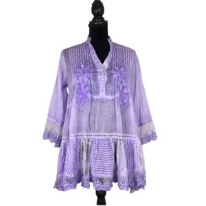 Babydoll Fairy Tunic Top Lavender Lace by Munche Munchette Women’s One Size